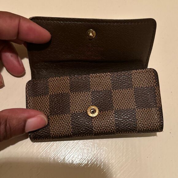Louis Vuitton Damier Azur 4 Key Holder Case Brown Checkered Coated Canvas - Picture 5 of 8